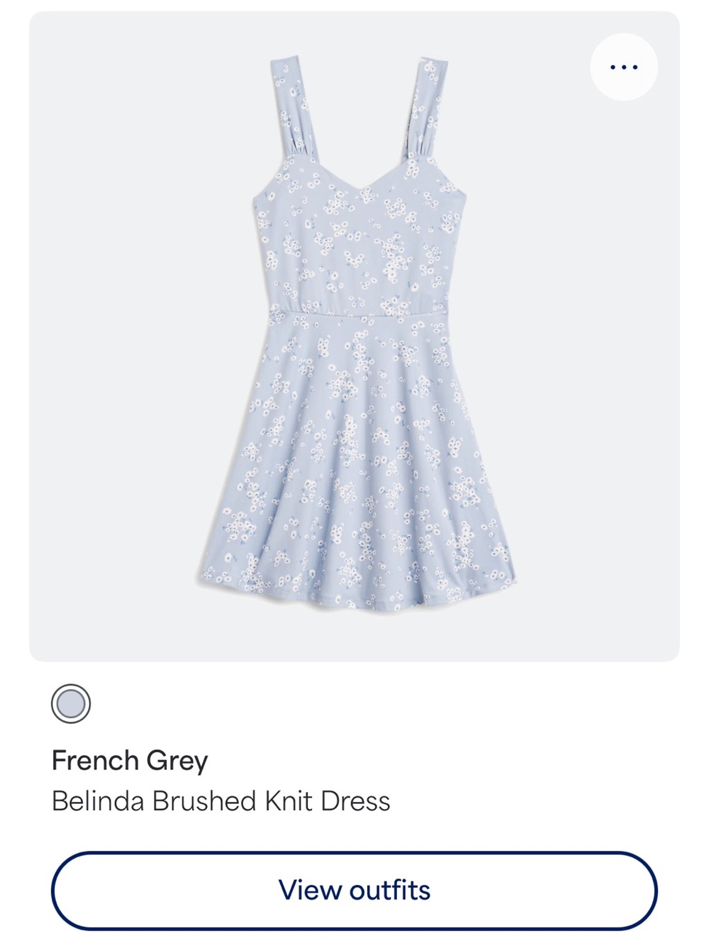 French Grey Floral Eyelet Fit-and-Flare Mini Dress in Pale Blue